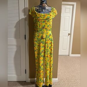 Girls' Arizona Jean Company Yellow Floral Jumpsuit